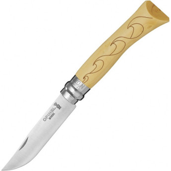 Нож OPINEL №7 NATURE, нержавеющая сталь, рукоять самшит, гравировка волны 001552